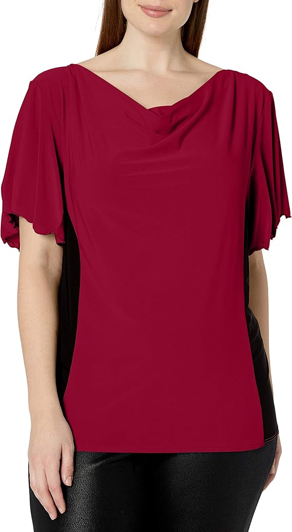 star vixen 女式垂褶领口修身蝴蝶袖上衣